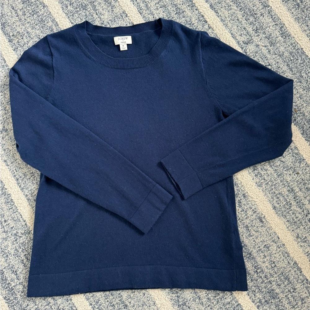 J Crew Teddie Blue Sweater Wool Blend Med EUC